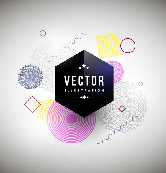 Abstracción Vectorial Con Una Pegatina Negra — Vector de stock