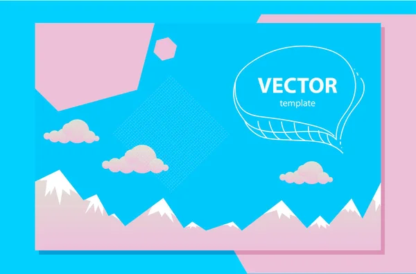 Padrão Vetorial Plano Azul Rosa Com Formas Geométricas Montanhas — Vetor de Stock