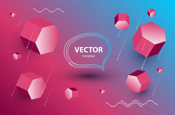 Modèle Abstrait Vectoriel Lumineux Avec Des Figures Géométriques Volumétriques — Image vectorielle