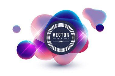 Abstract vector volumetric multicolored figure with glows and sticker clipart