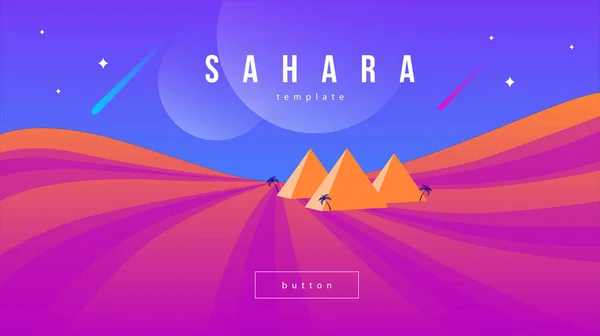Stylowy Wektor Kwaśnych Odcieniach Pustyni Sahara Piramidy — Wektor stockowy