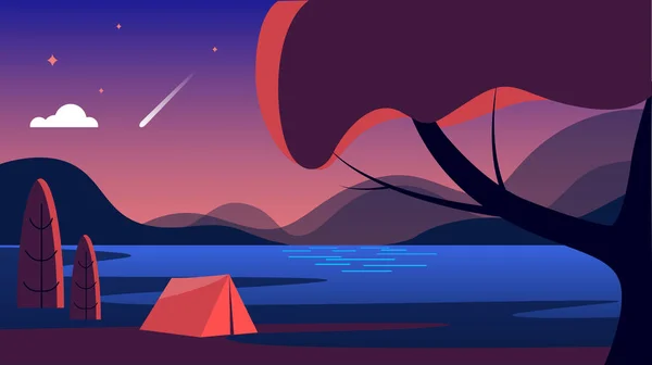 Hermoso Paisaje Vectorial Con Río Una Carpa — Vector de stock