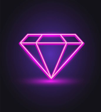 Koyu arkaplanda neon elmas simgesi
