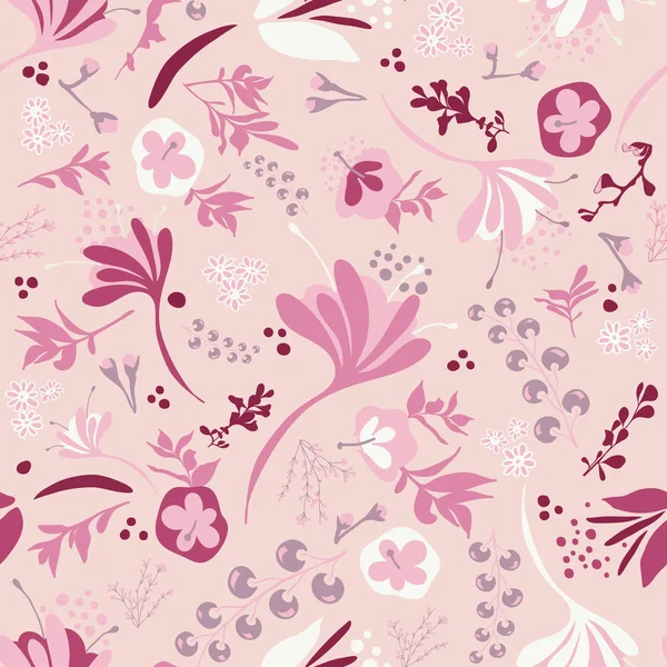 背景ピンクの美しい花のシームレスな繰り返しパターン — ストック写真