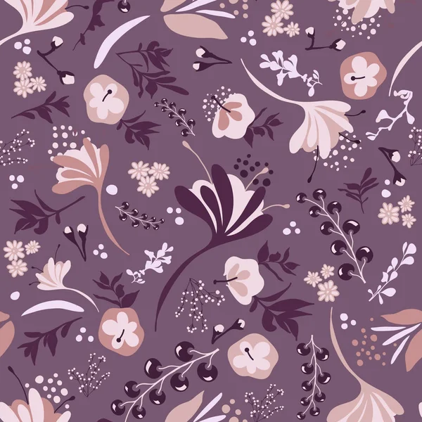 Фон Безшовний Повторюваний Візерунок Красивих Квітів Фіолетовому Ліцензійні Стокові Зображення