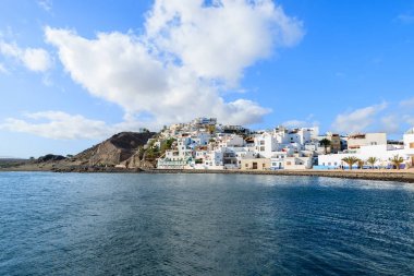 Görünüm okyanus Körfezi ve Las Playitas balıkçı köyü, Fuerteventura, Kanarya Adaları, İspanya