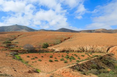Dağ manzarası ile volkanlar Fuerteventura Adası, İspanya