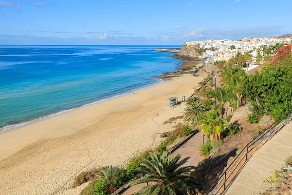 Passeggiata Verso Spiaggia Tropicale Vista Della Città Morro Jable Sulla — Foto Stock