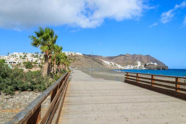 Passarela Madeira Calçadão Costeiro Área Verde Las Playitas Aldeia Praia — Fotografia de Stock