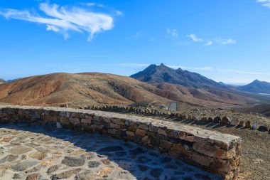 Fuerteventura Pajara town, Kanarya Adaları, İspanya yakınındaki volkanik manzara bakış açısı