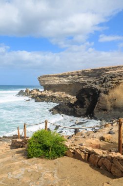 Taş adımları La Pared beach bakış açısı, Fuerteventura, Kanarya Adaları, İspanya