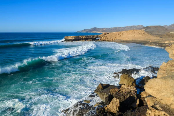 Oceaan Golven Pared Strand Westelijke Kust Van Fuerteventura Canarische Eilanden — Stockfoto