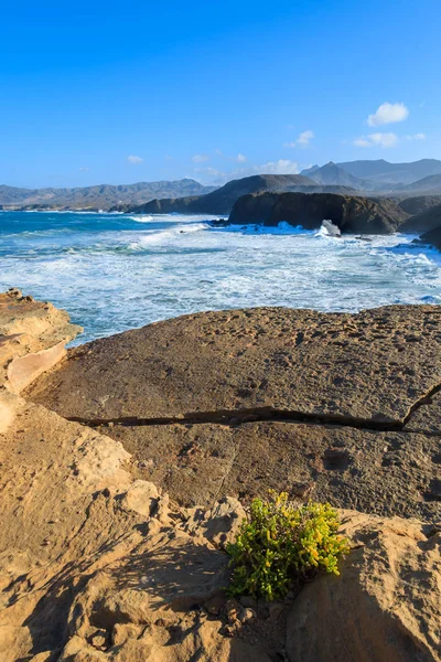 Rocks Ocean Wave Pared Beach Western Coast Fuerteventura Canary Islands — Stock Photo, Image