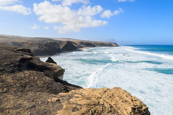 Prachtige Baai Zwart Zand Vulkanisch Strand Pared Fuerteventura Canarische Eilanden — Stockfoto