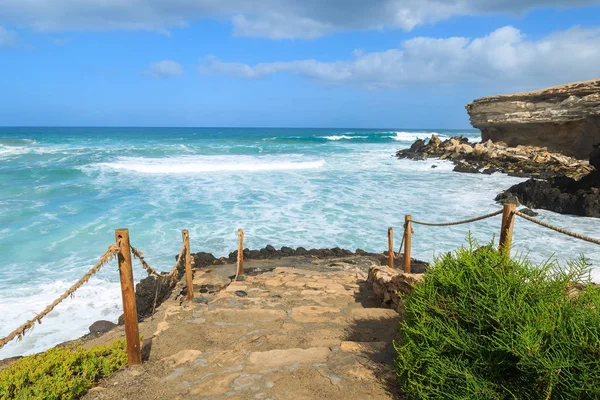 Stone Steps Pared Beach Viewpoint Fuerteventura Canary Islands Spain — Stock Photo, Image