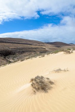 Sotavento beach, Fuerteventura, Kanarya Adaları, İspanya yakınındaki Jandia yarımadasında çöl manzara