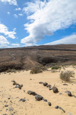 Sotavento beach, Fuerteventura, Kanarya Adaları, İspanya yakınındaki Jandia yarımadasında çöl manzara
