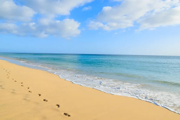 Huellas Playa Arena Dorada Península Jandia Morro Jable Fuerteventura Islas — Foto de Stock