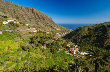 Palmiye ağacı dağ Vadisi, Hermigua, La Gomera, Kanarya Adaları