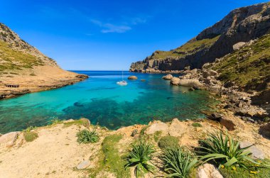 Görünümü güzel Cala Figuera Bay, Mayorka Adası, İspanya