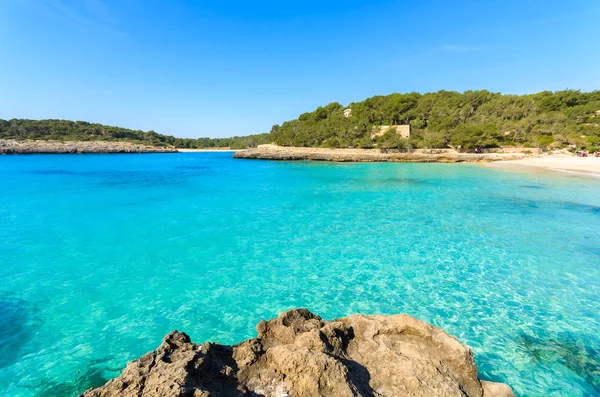 Mar Azul Turquesa Bonita Praia Cala Mondrago Ilha Maiorca — Fotografia de Stock