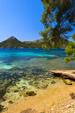 Güzel sahil Mayorka Adası'nda kap Formentor, İspanya