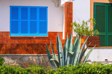 Tipik tatil evleri oğlu Mol Köyü, Mayorka Adası, İspanya