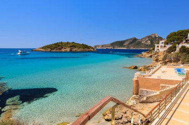 Görünümü güzel plaj Camp de Mar, Mayorka Adası, İspanya