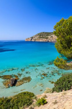 Görünümü güzel plaj Camp de Mar, Mayorka Adası, İspanya