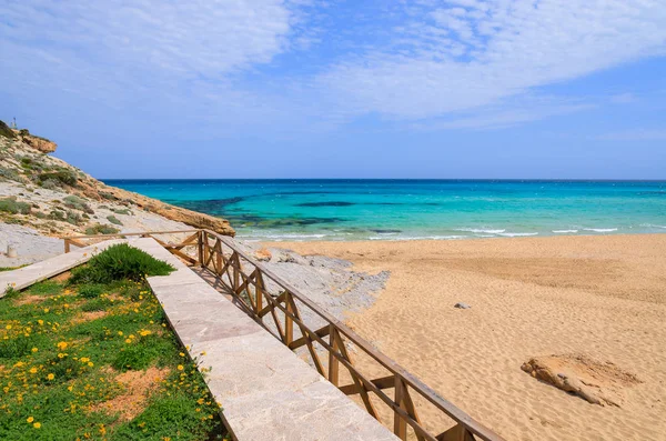 Вид Залив Пляж Кала Мескида Остров Майорка Испания — стоковое фото