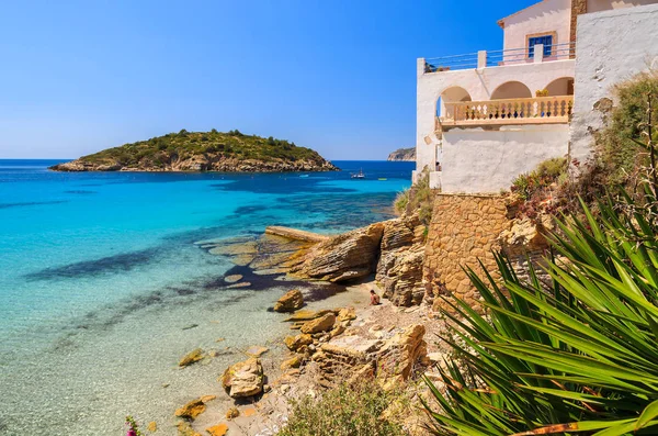 View of beautiful beach in Camp de Mar, Majorca island, Spain