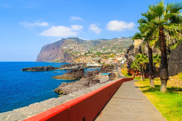 Okyanus sahil mesire Camara de Lobos kasabaya, Madeira Adası, Portekiz