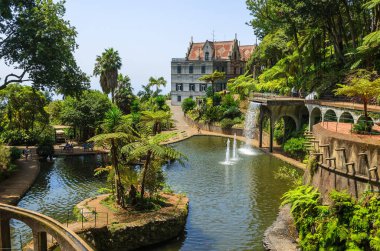 Monte tropik bahçeler içinde Funchal kasaba, Madeira Adası, Portekiz
