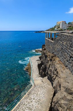 Sahil mesire Funchal şehirde, Madeira Adası, Portekiz