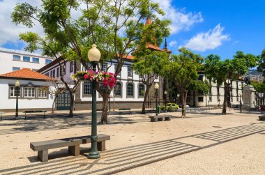 Sokak tarihi eski şehir, Funchal, Madeira Adası, Portekiz