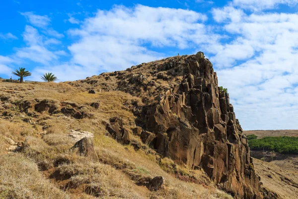 Yüksek Cliff Prainha Plaj Madeira Adası Portekiz Lourenco Yarımadasında Trekking — Stok fotoğraf