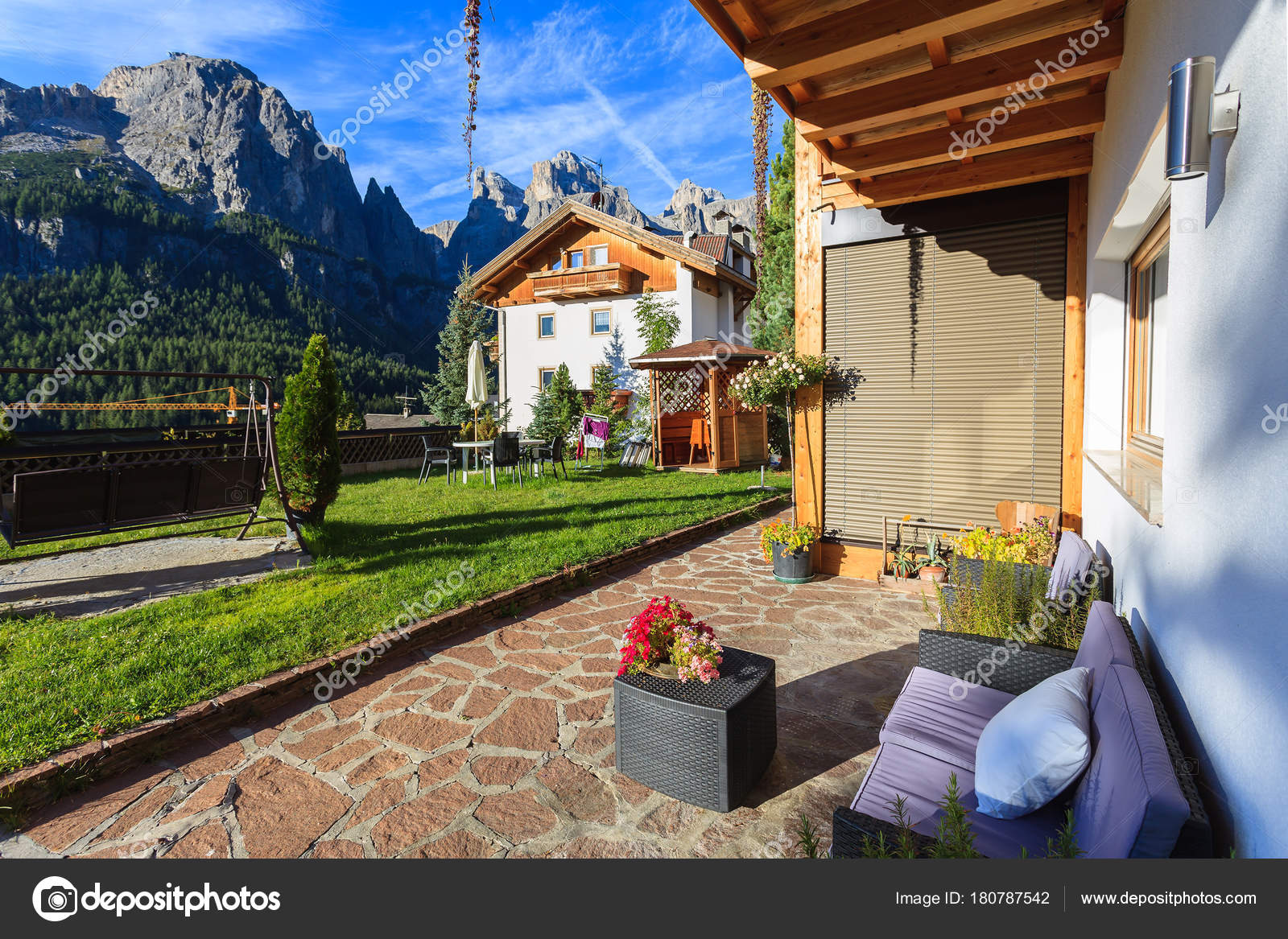 Colfosco Dolomites Italy Sep 2013 Couch Coffee Table Sunny Patio