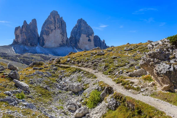 Tre Cime Szczyty Dolomity Włochy — Zdjęcie stockowe