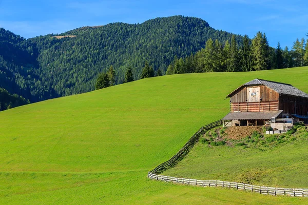 Drewniana Stodoła Wzgórzu Dolomity Włochy — Zdjęcie stockowe