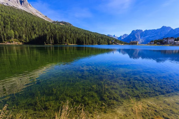 View Lake Misurina Dolomites Mountains Italy — Stock Photo, Image