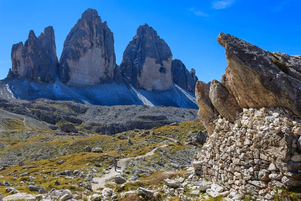 Vista Los Picos Tre Cime Las Montañas Dolomitas Italia —  Fotos de Stock