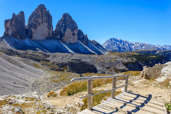 Vista Los Picos Tre Cime Las Montañas Dolomitas Italia —  Fotos de Stock