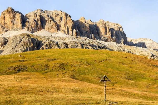 Θέα Στα Βουνά Δολομίτες Στο Passo Pordoi Φθινόπωρο Ιταλία — Φωτογραφία Αρχείου