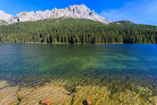 Widok Jeziora Misurina Dolomity Włochy — Zdjęcie stockowe