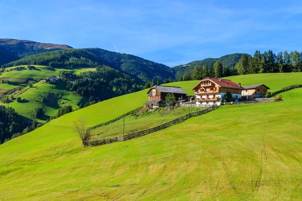 Farm Houses Hill Dolomites Mountains Italy Stock Picture