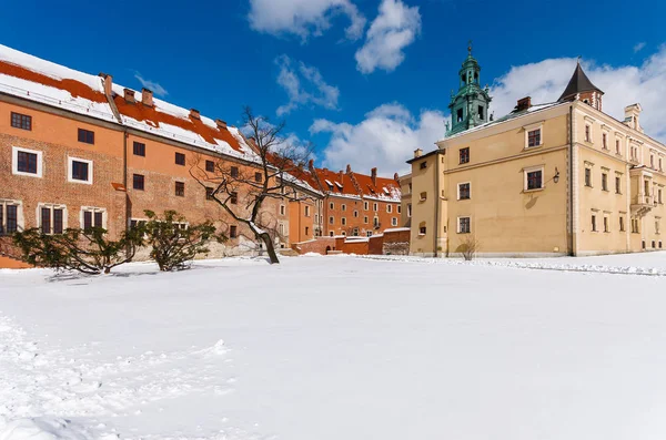 Wawel Királyi Kastélytól Napsütéses Téli Nap Krakkó Lengyelország — Stock Fotó