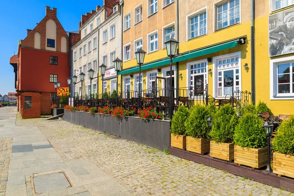 Gdansk Lengyelország Június 2013 Üzletek Éttermek Folyóparti Street Port Gdansk — Stock Fotó