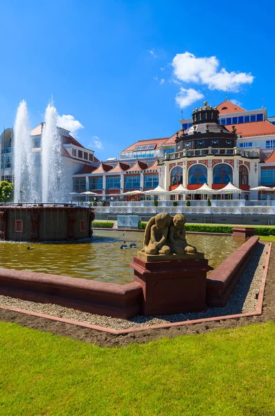 Fountain Sopot seaside town park in summer, Baltic Sea, Poland