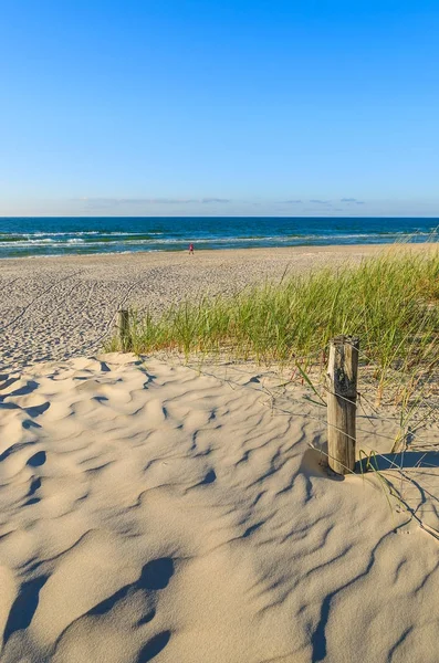 Entrada Hermosa Playa Arena Leba Mar Báltico Polonia — Foto de Stock