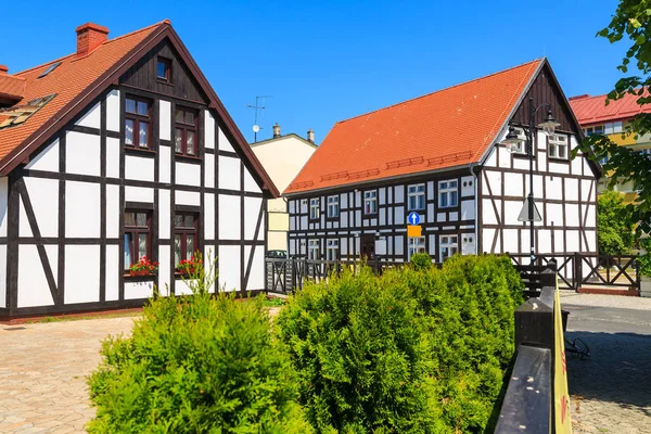 Case Tradizionali Strada Nella Giornata Sole Nella Città Balneare Ustka — Foto Stock